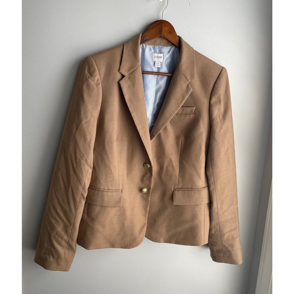 J. Crew Women’s Schoolboy Blazer Wool Blend Tan Camel size 14 - Picture 6 of 16